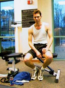 In the hotel gym