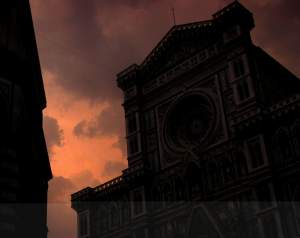 A storm in front of the Duomo in Florence