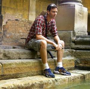 On the steps looking over the Roman Baths.