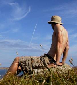 Enjoying the warmth on the hilltop near the chapel of St Nicholas.