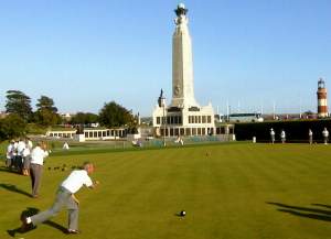 Bowls on Plymouth Hoe - but not the same bowling green Drake played on.