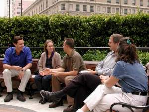 Speaking of work, I had lunch yesterday with friends from the job I left last
year - Wendy, and James are nearest to me, then Mark (who's now one of the
consultants in my current office), and finally Elizabeth at the far end.