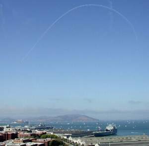 Finally, on Sunday, a little bit of blue sky. The vapor trails were left
by the Air Force jet-fighters.