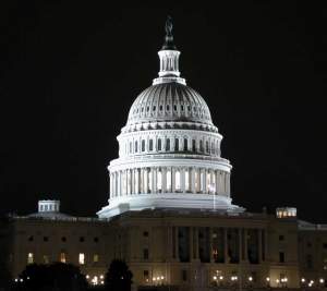 The Capitol at night.