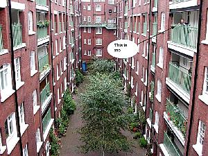 Inside the courtyard of the block of flats in which we're staying.