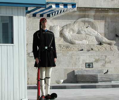 A guard at the National Parliament building
