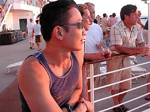 Ben at the golden hour as we depart from Venice