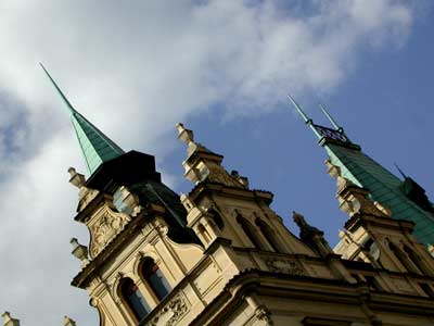 One of an infinite number of ornate roofs in Prague