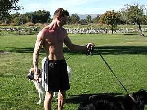 Out with the dogs.